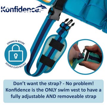 Konfidence swim vest with adjustable and removable strap feature