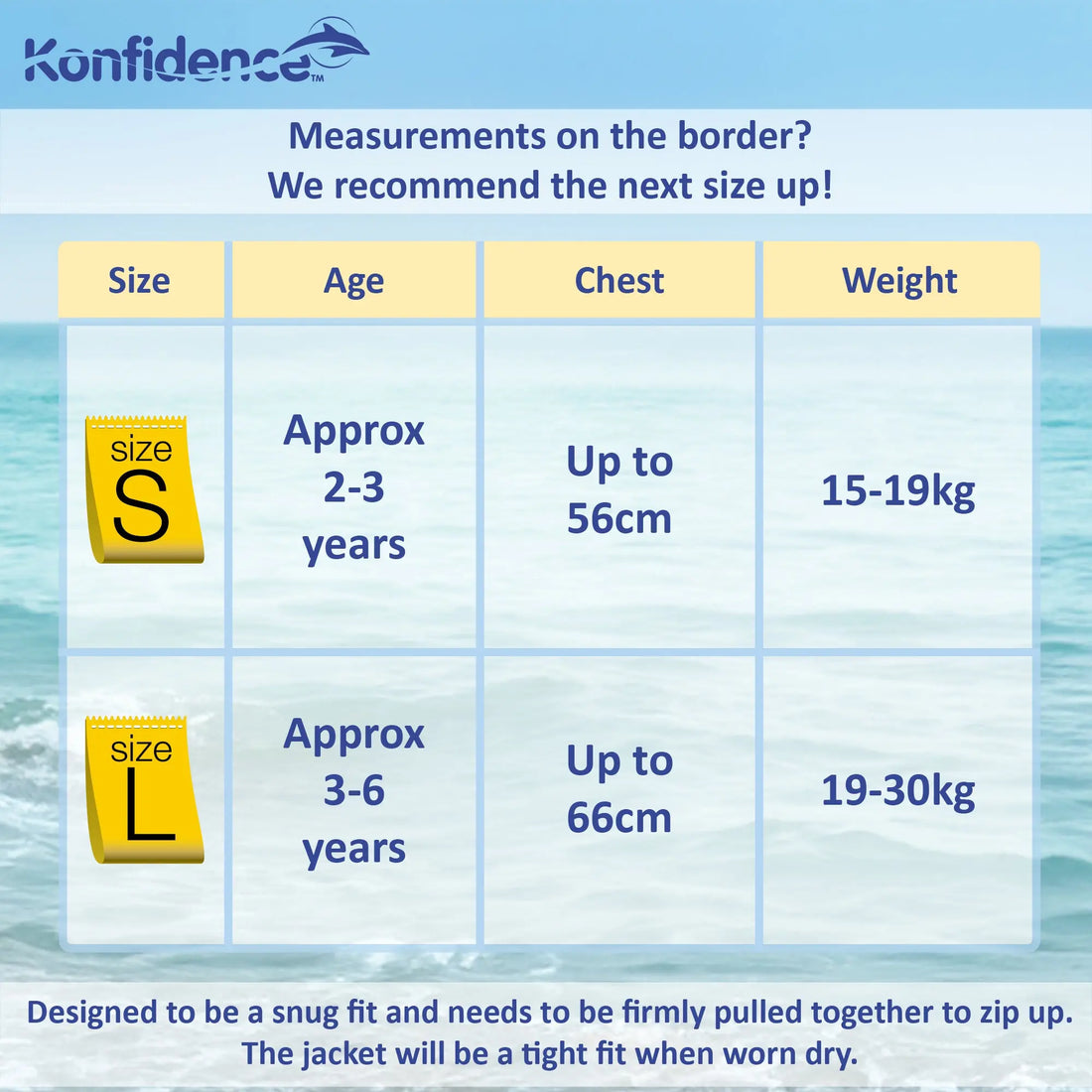 Konfidence size chart for children&