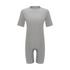 Gray onesie with poppers in the inner legs and crotch on a white background