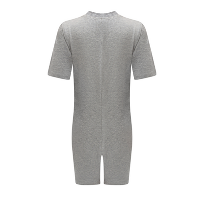 the back of the Gray onesie on a white background