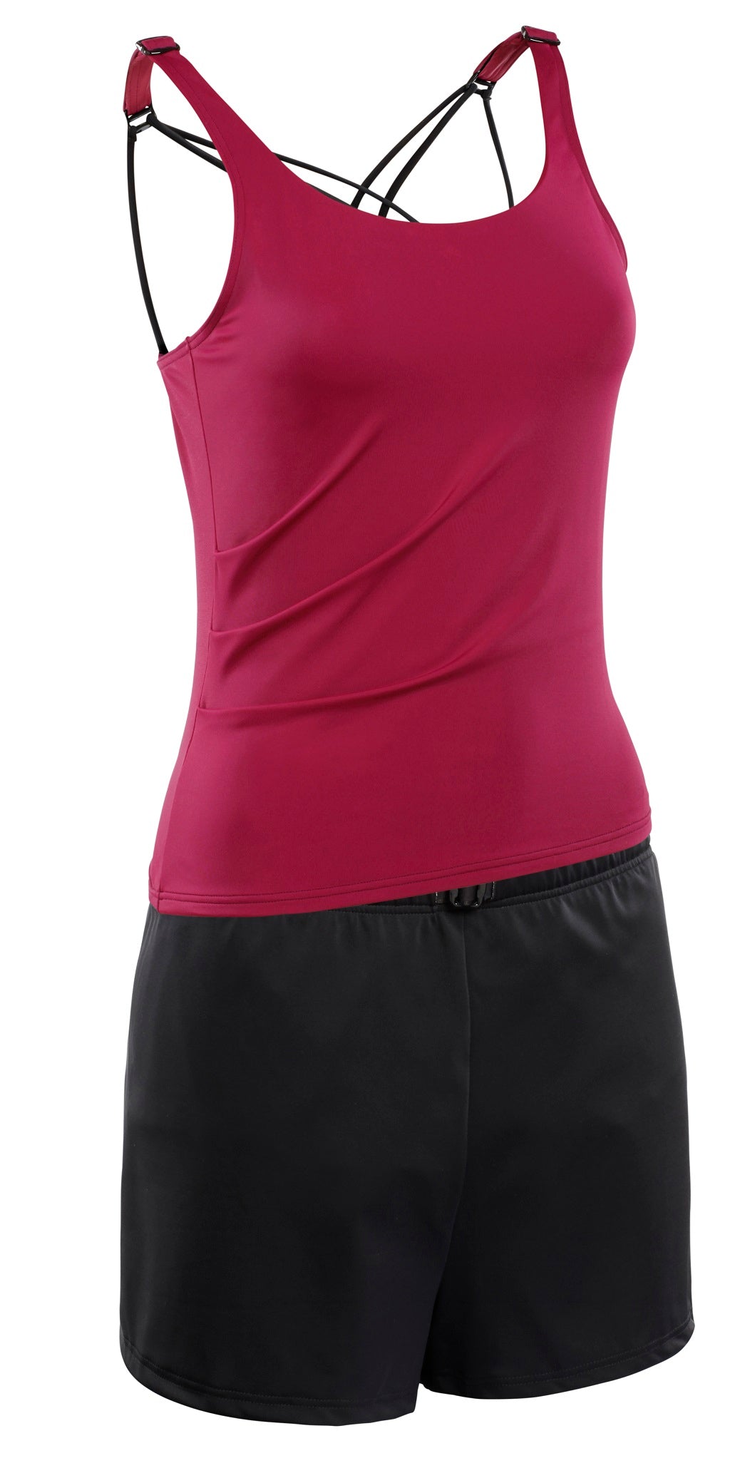 Kes-Vir Ladies Tankini with Shorts Cherry/Black