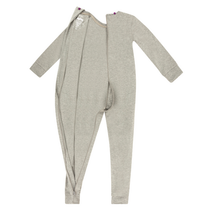 Greyzipped opened from neck to just before the leg cuff 