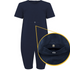 Navy blue j with a close-up of a pocket on a white background the pocket is for tube feeding 