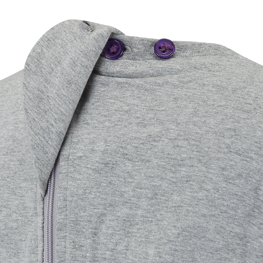 Gray  with purple buttons on a white background