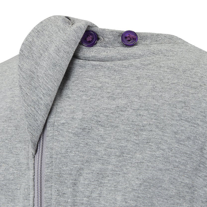 Gray  with purple buttons on a white background