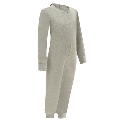 Gray onesie on a white background sideways 