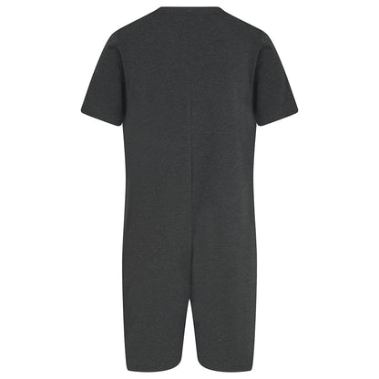 the back of the Dark gray onesie on a white background