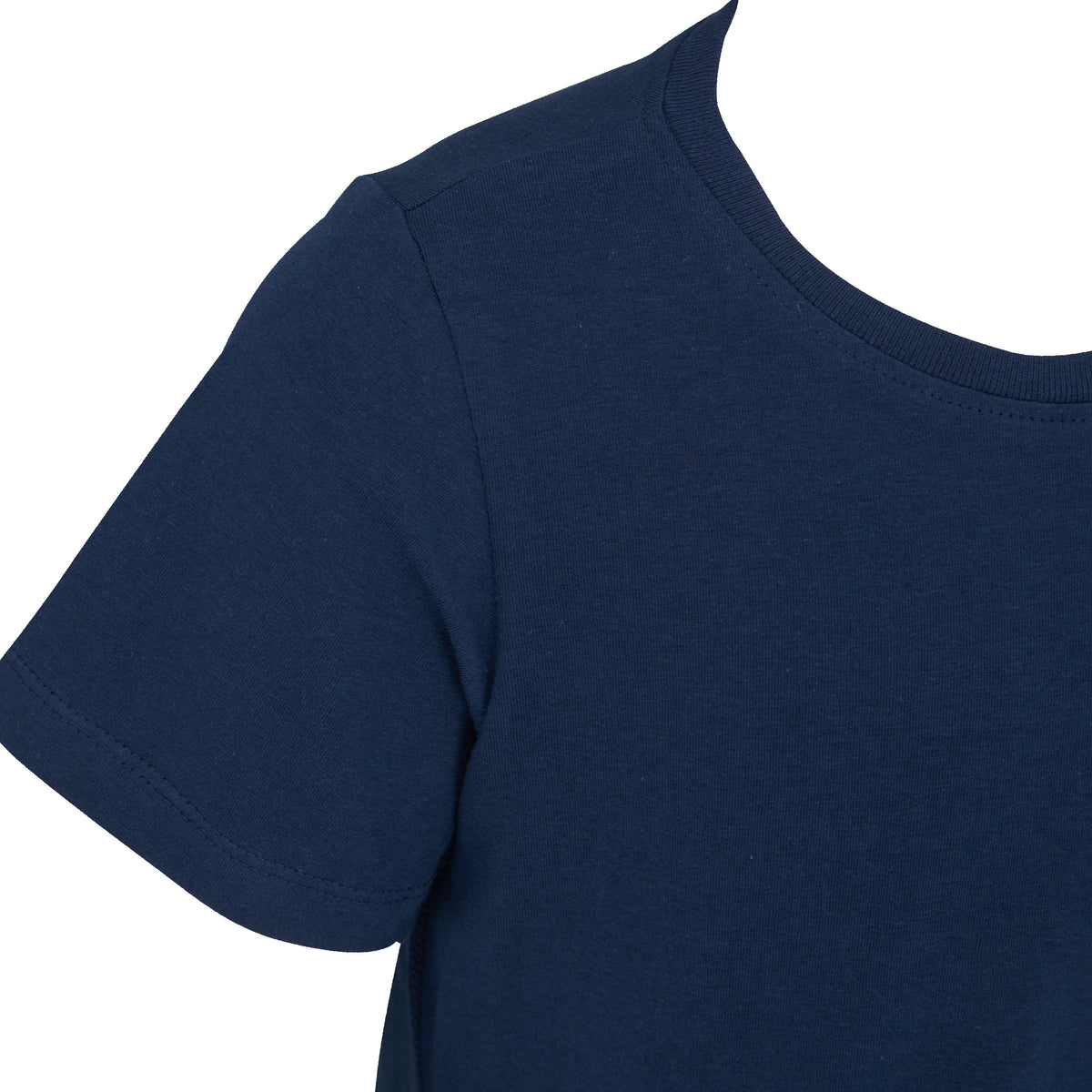 Navy blue on a white background