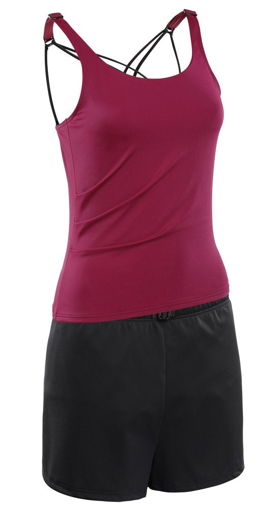 Kes-Vir Ladies Tankini with Shorts Cherry/Black