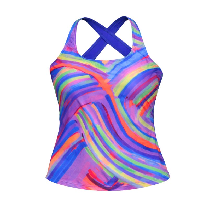 Kes-Vir Ladies Swim Top in Blue Wave