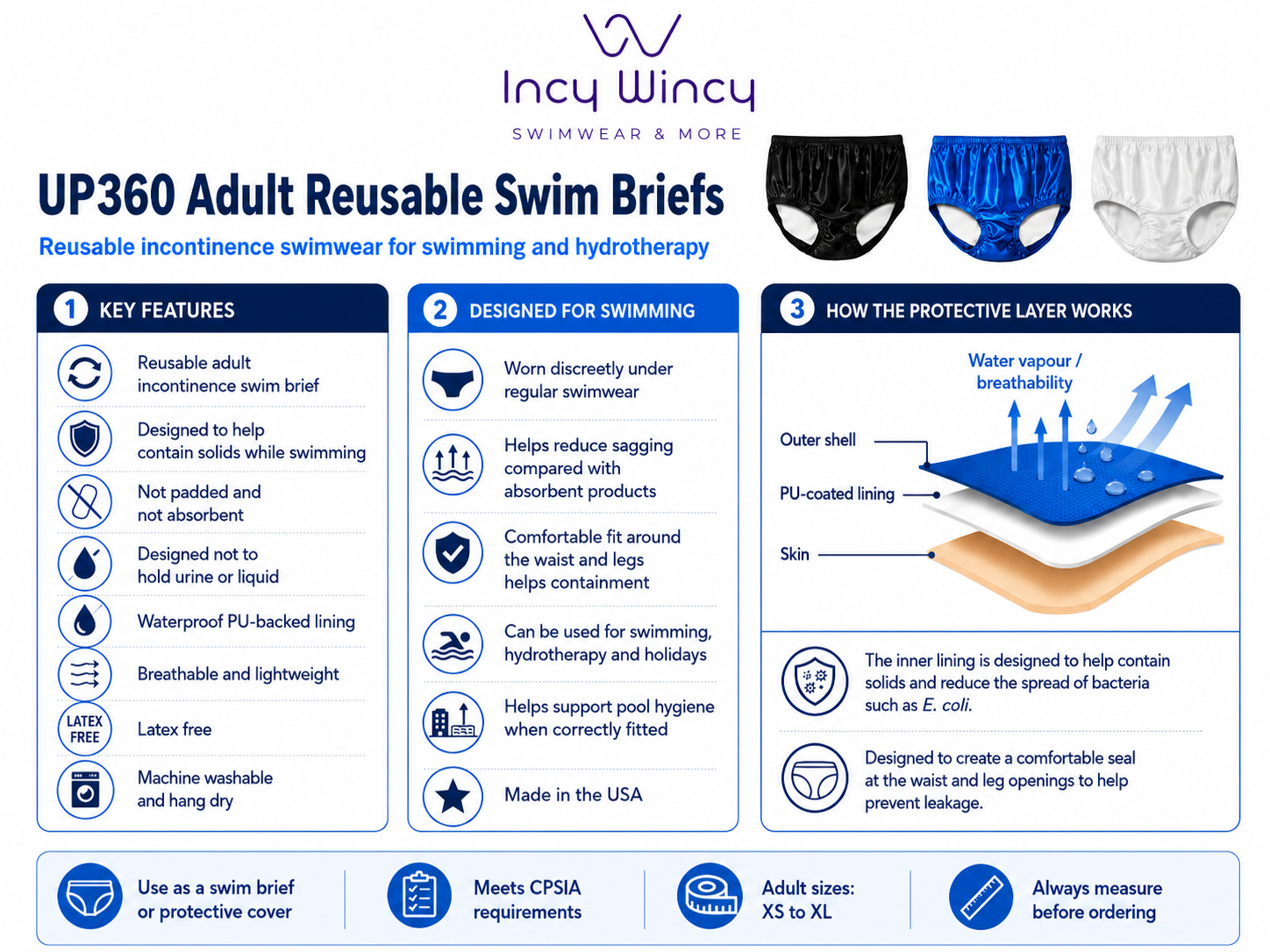 UP360 Adult Reusable Swim Briefs