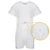 White with a close-up of a button pocket for tube feeding on a white background