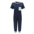 Navy blue onesie with a pocket on a white background