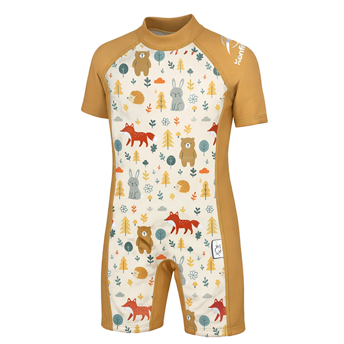 Konfidence Kids Warma e-Flex Warm UV Swimsuit in Woodland Gold, front view