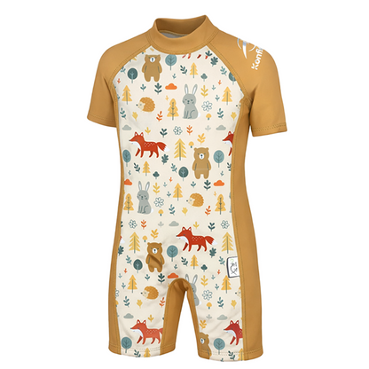 Konfidence Kids Warma e-Flex Warm UV Swimsuit in Woodland Gold, front view