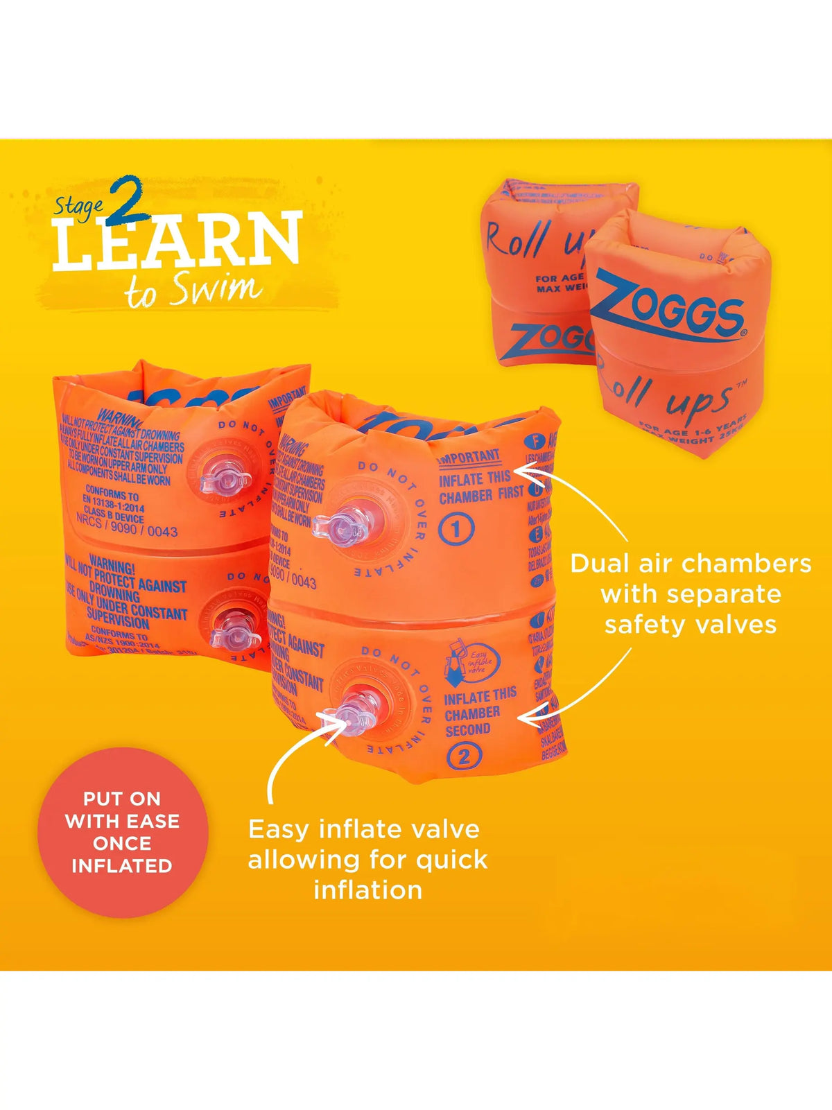 Zoggs Roll-Up Swimming Armbands for Children