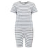 KayCey kids grey and white striped secret zip back adaptive jumpsuit, front view