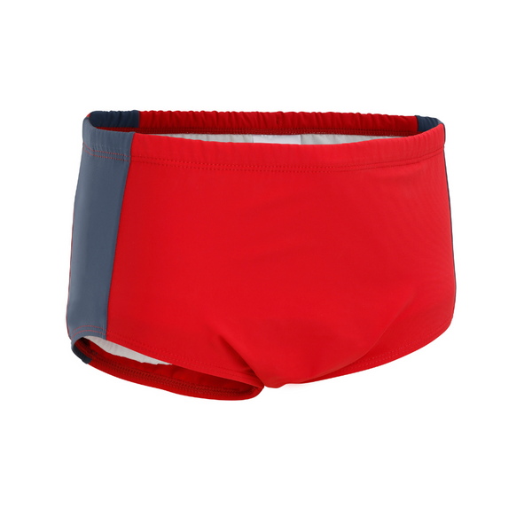 Kes-Vir boys' swim trunks in Red and Slate