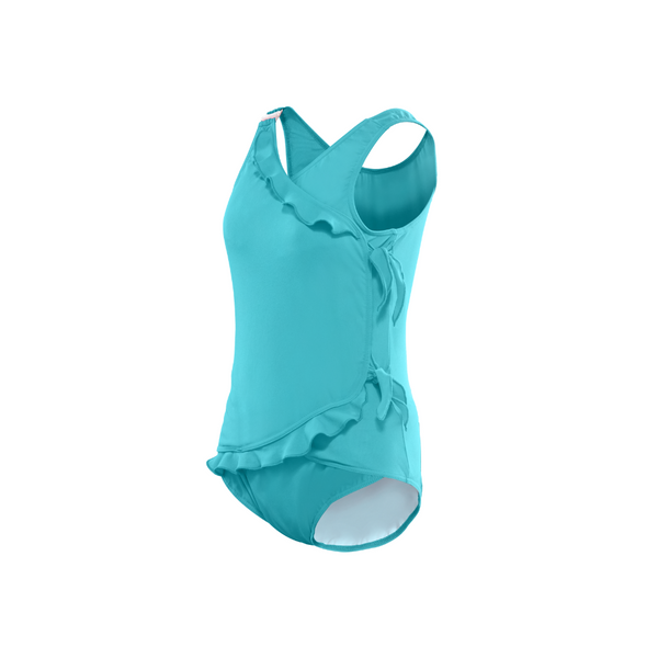 Kes-Vir Girl's Waterfall swimsuit in tropic turquoise